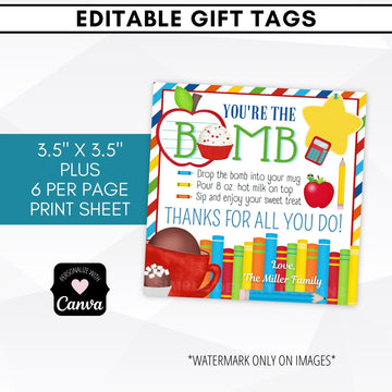 Chocolate teacher appreciation tag